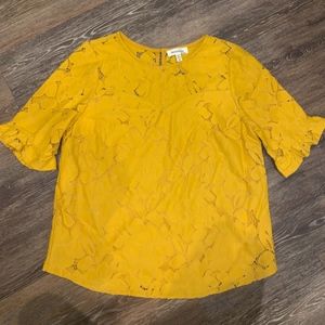 yellow floral print blouse